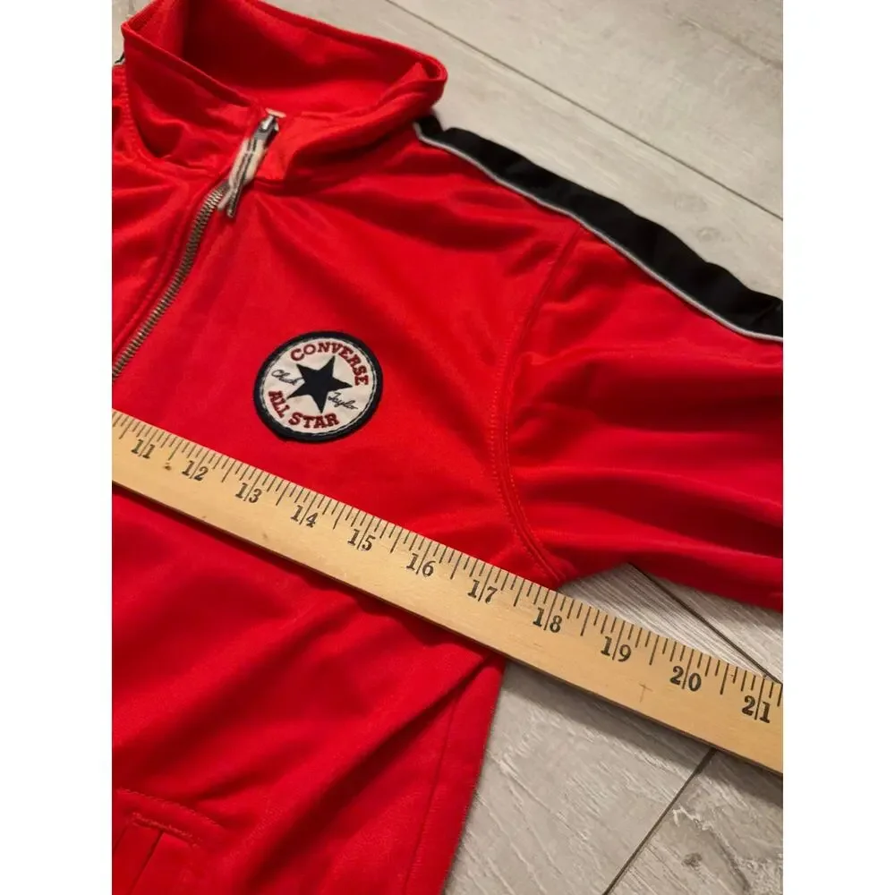 Converse All Star Boys Track Jacket Red Full Zip Logo Patch Size L (12-13 Yrs)